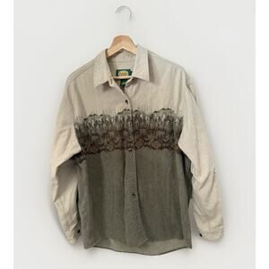 Vintage Cabela’s Shirt Womens Medium Green Bear Forest Flannel Gorpcore Cabin
